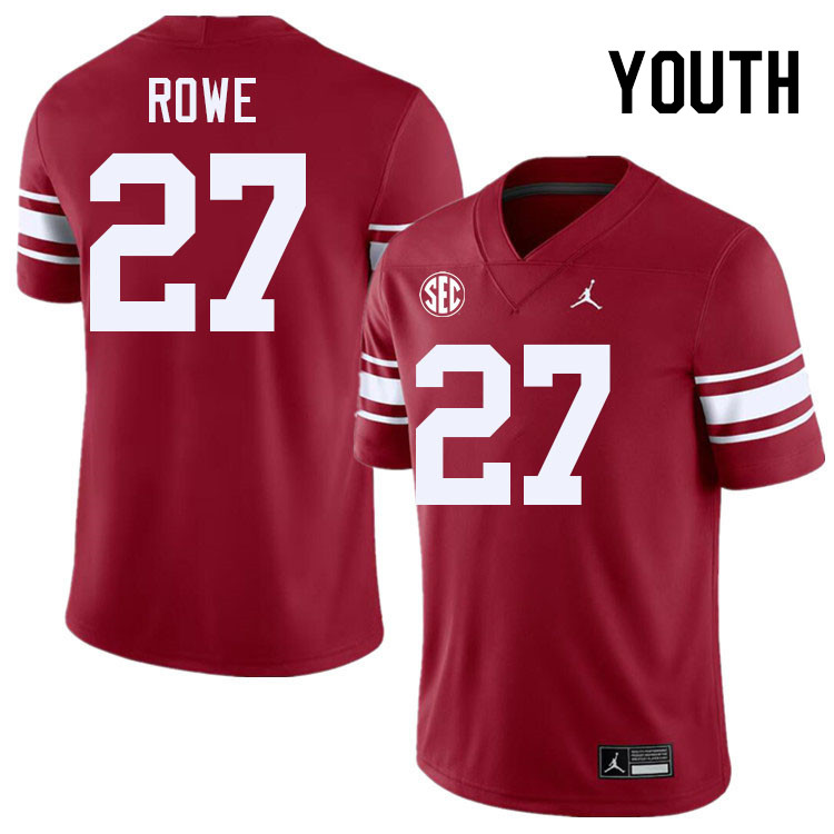 Youth #27 Jayden Rowe Oklahoma Sooners 2024 SEC Conference College Football Jerseys-Throwback